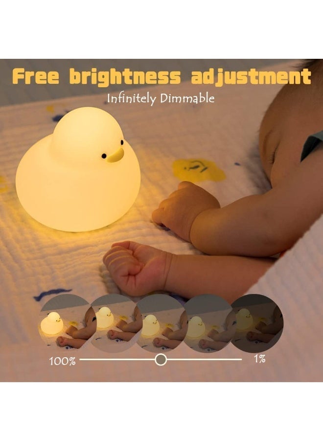 Night Light for Kids,Cute Silicone Nursery Duck Lamp for Baby and Toddler,Animal NightLight for Boys and Girls,Squishy Night Lamp for Bedroom,Kawaii Bedside Lamp for Kids Room - Image 3